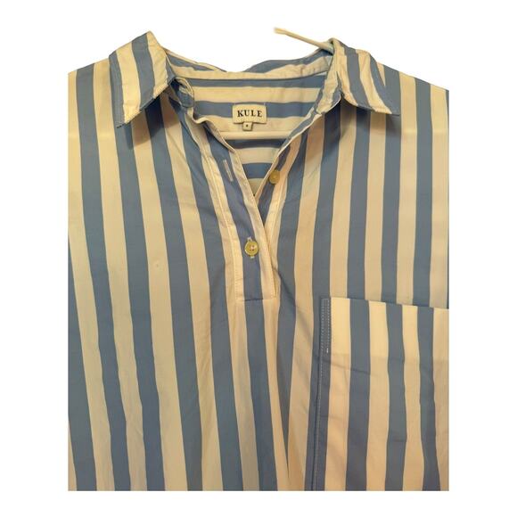 Kule The Keaton Crop Button Down Shirt white & sky blue size small - Picture 5 of 14